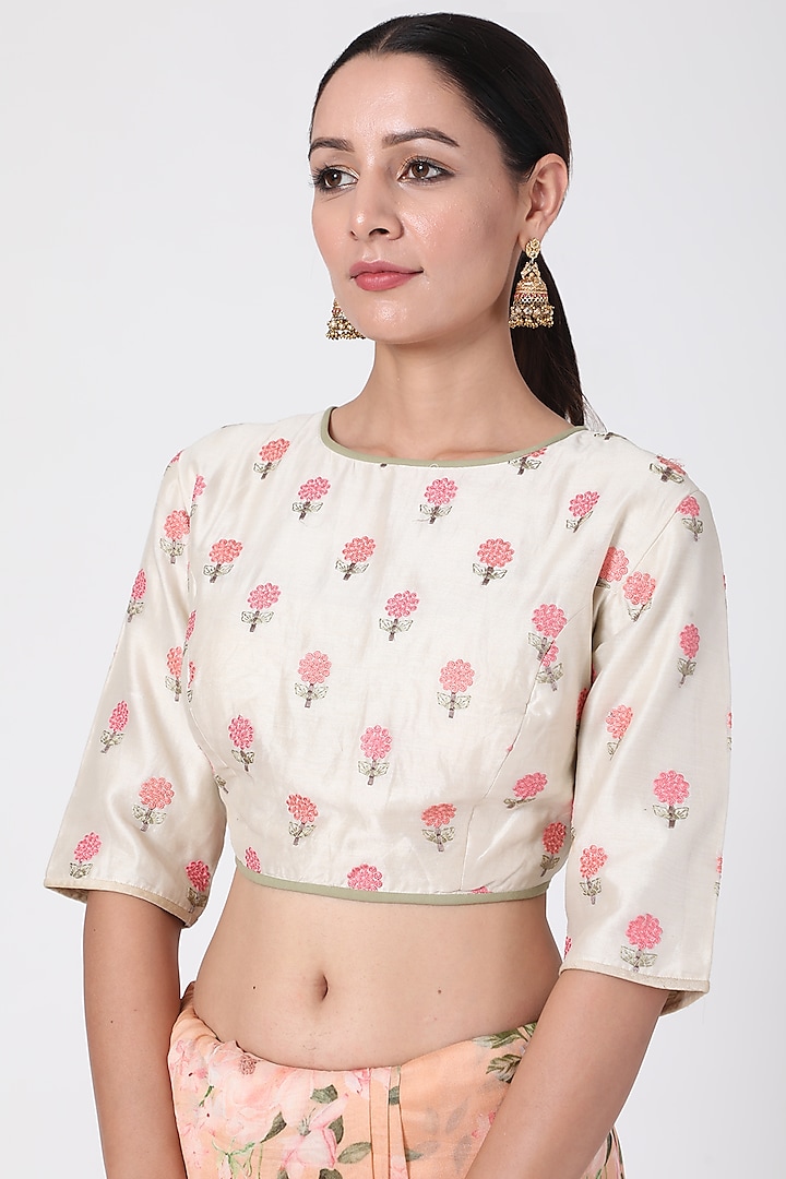 White Embroidered Blouse by Pranay Baidya
