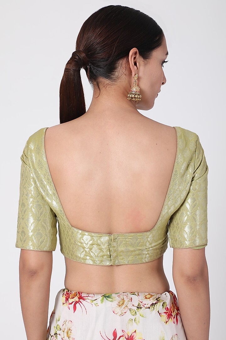 Mint Green Embroidered Blouse by Pranay Baidya at Pernia's Pop Up Shop
