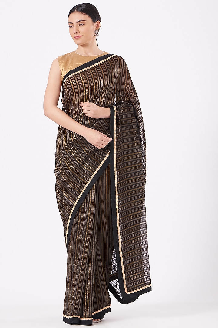 Gold & Ivory Tissue Blouse by Pranay Baidya at Pernia's Pop Up Shop