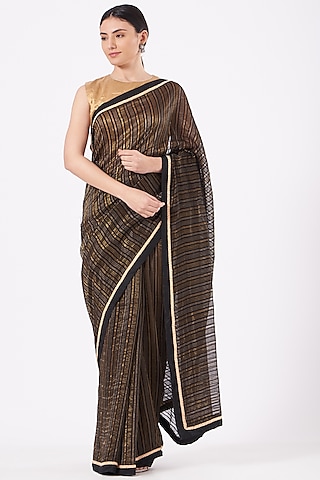 Gold & Ivory Tissue Blouse by Pranay Baidya