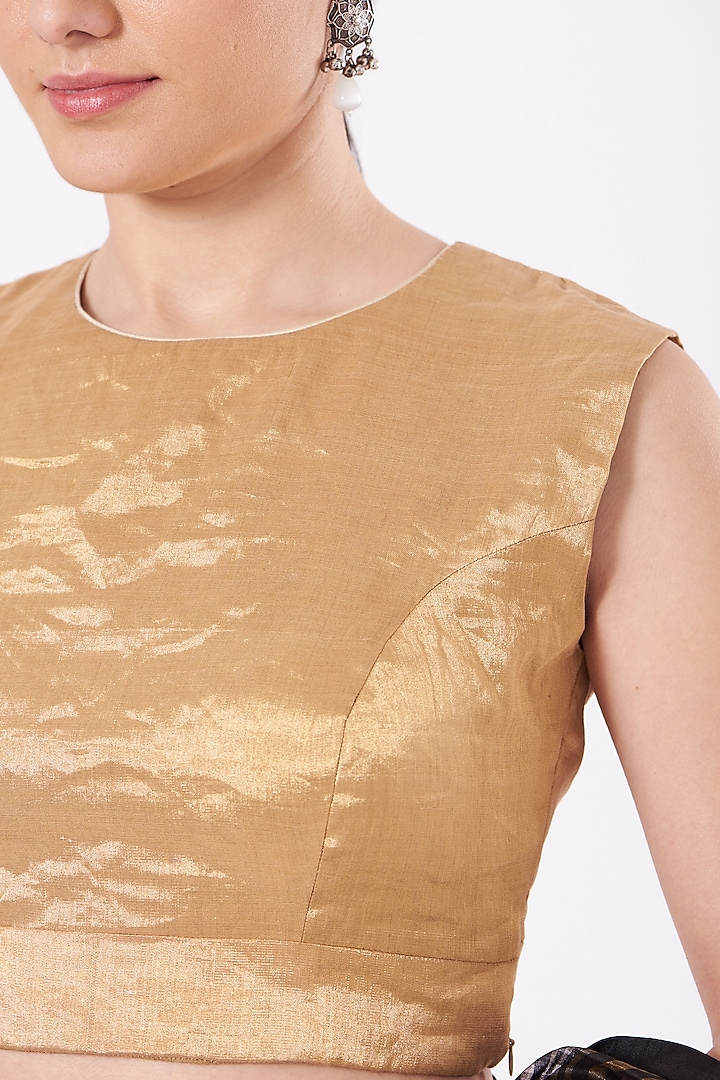 Gold & Ivory Tissue Blouse by Pranay Baidya at Pernia's Pop Up Shop