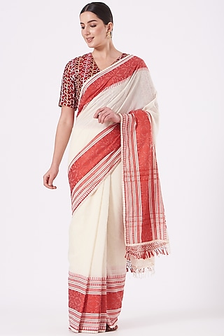 Maroon Gota Patti Blouse by Pranay Baidya