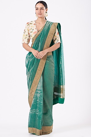 Ivory Embroidered Blouse by Pranay Baidya