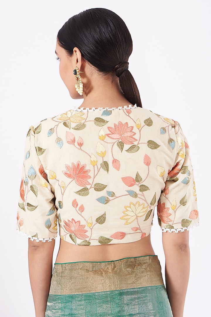 Ivory Embroidered Blouse by Pranay Baidya at Pernia's Pop Up Shop