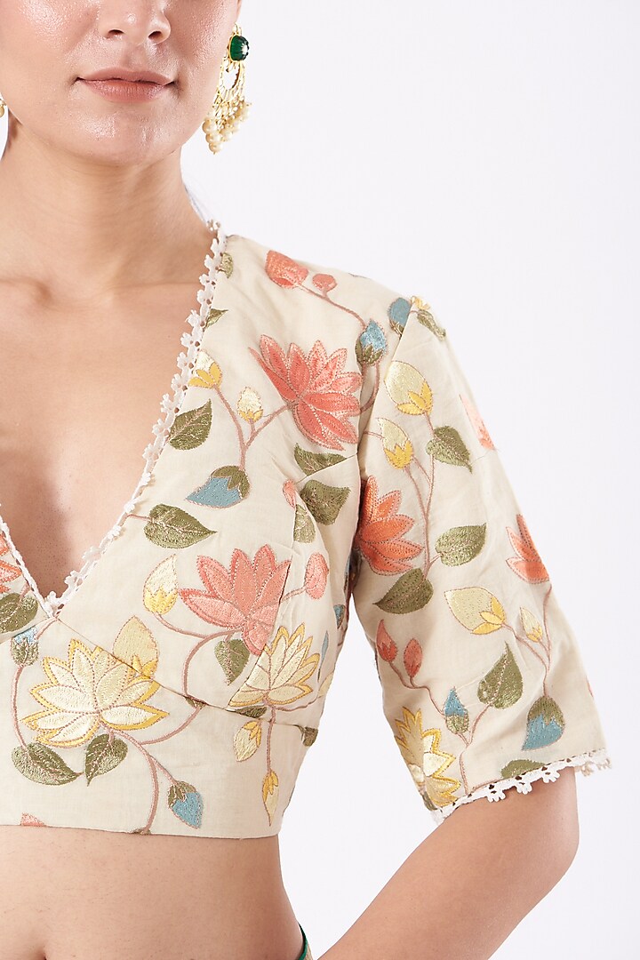 Ivory Embroidered Blouse by Pranay Baidya at Pernia's Pop Up Shop