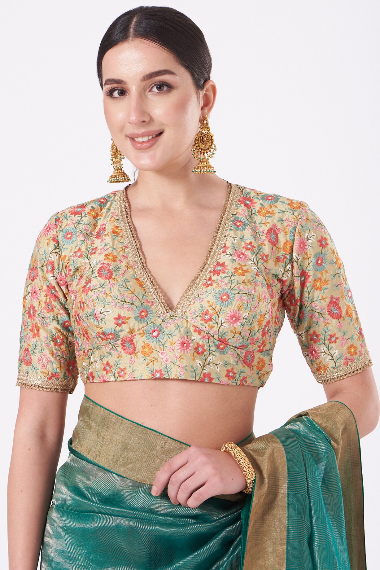 Multi Colored Embroidered Blouse Design by Pranay Baidya at Pernia's Pop Up  Shop 2024