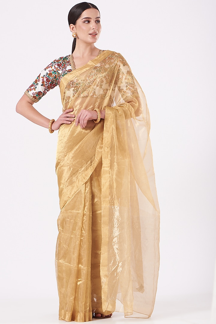 Golden Tissue Saree by Pranay Baidya