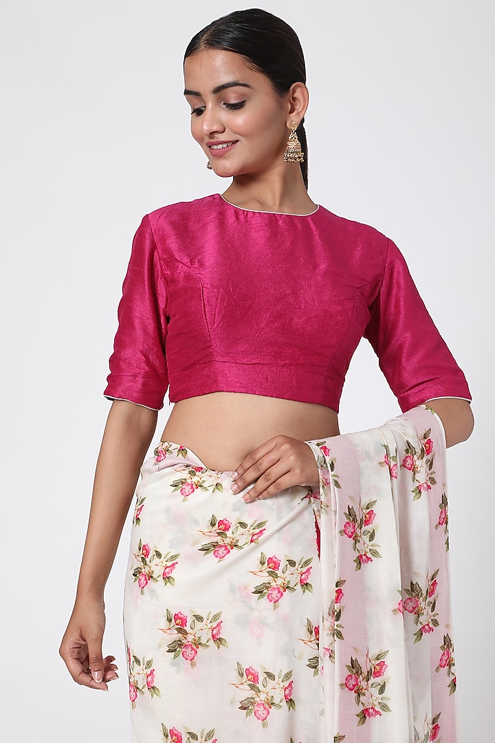 Magenta Blouse With Cord Detailing by Pranay Baidya