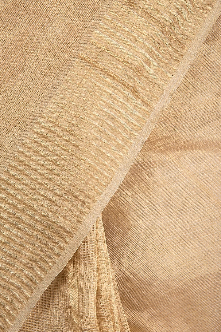 Golden Metallic Party Wear Saree by Pranay Baidya at Pernia's Pop Up Shop