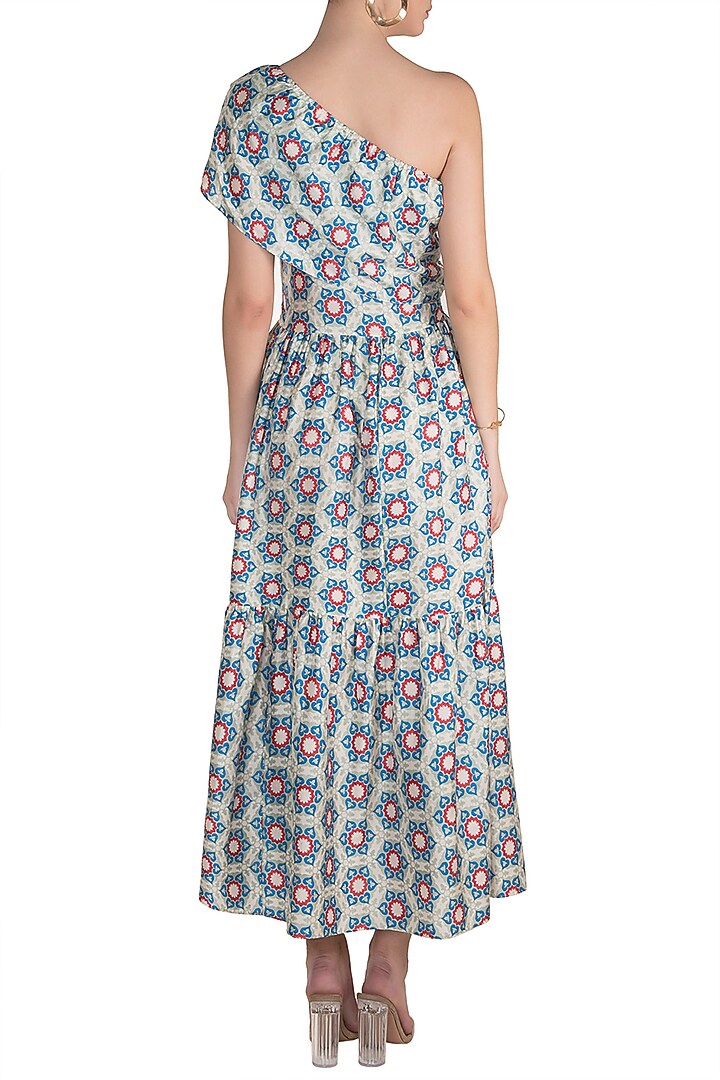 Multi Colored Printed One Shoulder Maxi Summer Dress by Pranay Baidya at Pernia's Pop Up Shop