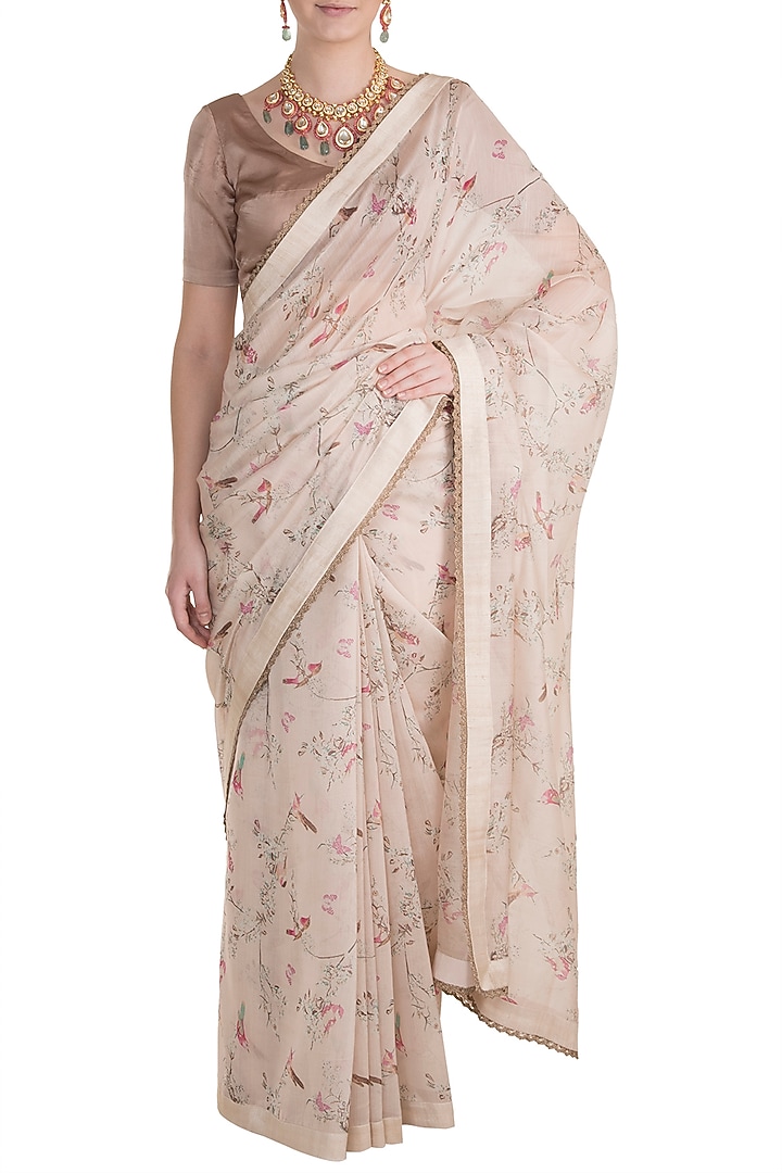 Pink Printed Party Wear Saree by Pranay Baidya at Pernia's Pop Up Shop