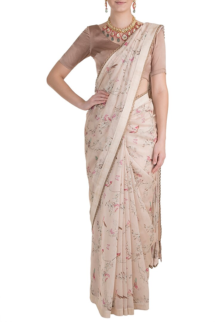 Pink Printed Party Wear Saree by Pranay Baidya at Pernia's Pop Up Shop