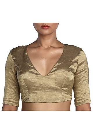Golden Tissue Blouse by Pranay Baidya