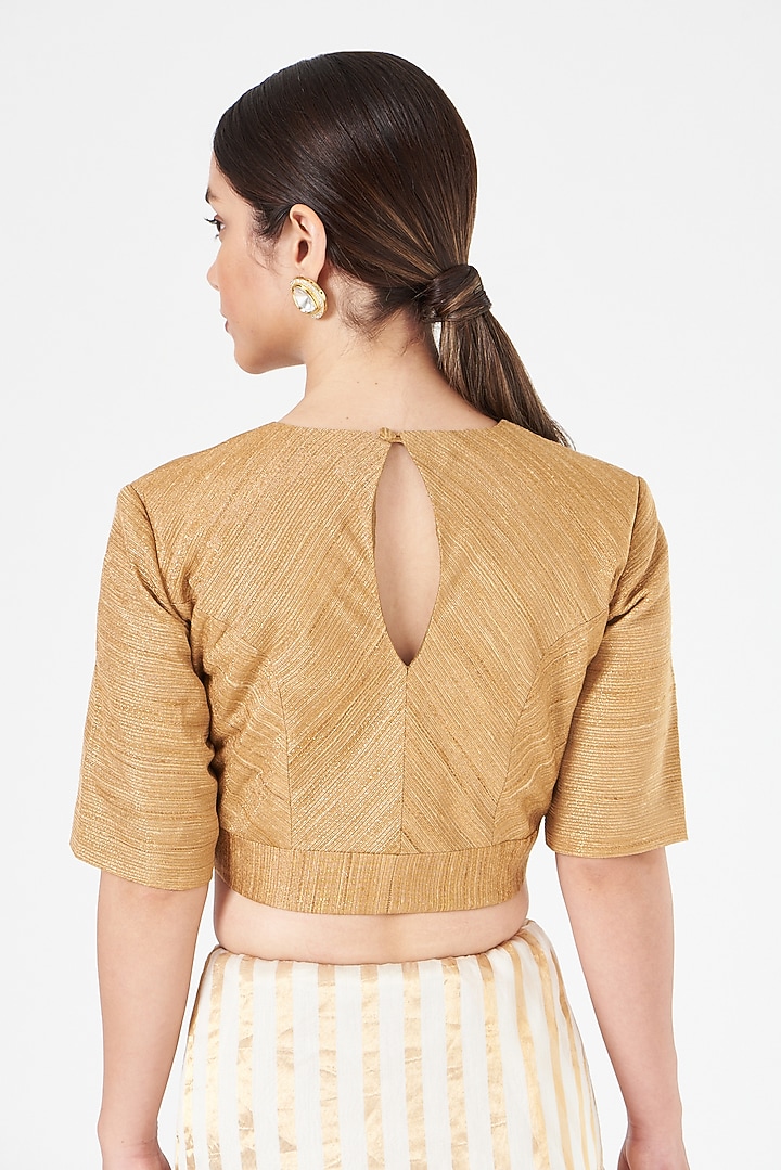 Gold Brocade Blouse by Pranay Baidya at Pernia's Pop Up Shop