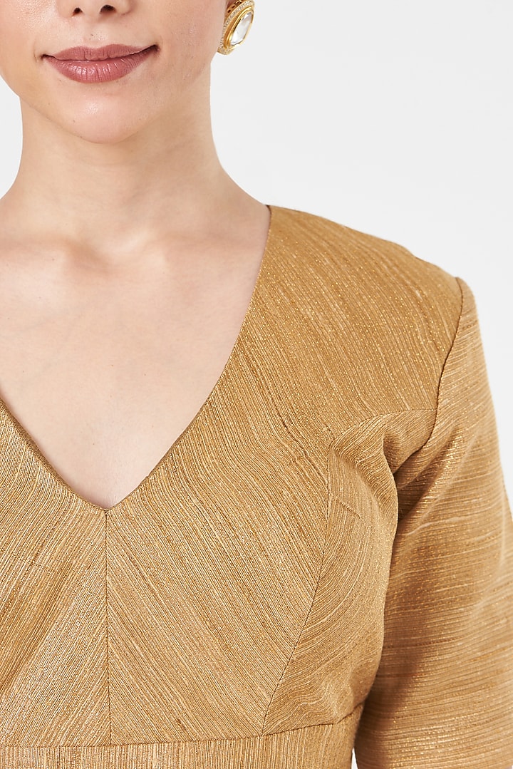 Gold Brocade Blouse by Pranay Baidya at Pernia's Pop Up Shop