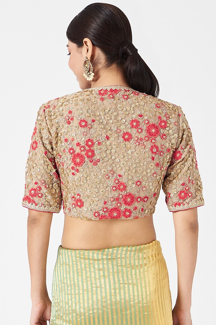 Golden Embroidered Blouse by Pranay Baidya at Pernia's Pop Up Shop