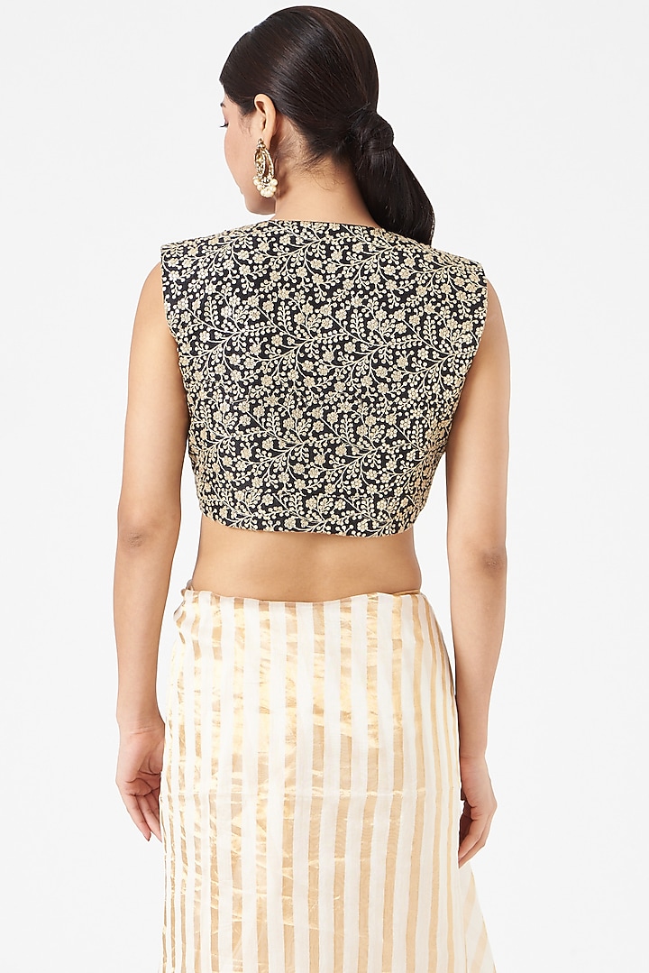 Black Embroidered Blouse by Pranay Baidya at Pernia's Pop Up Shop