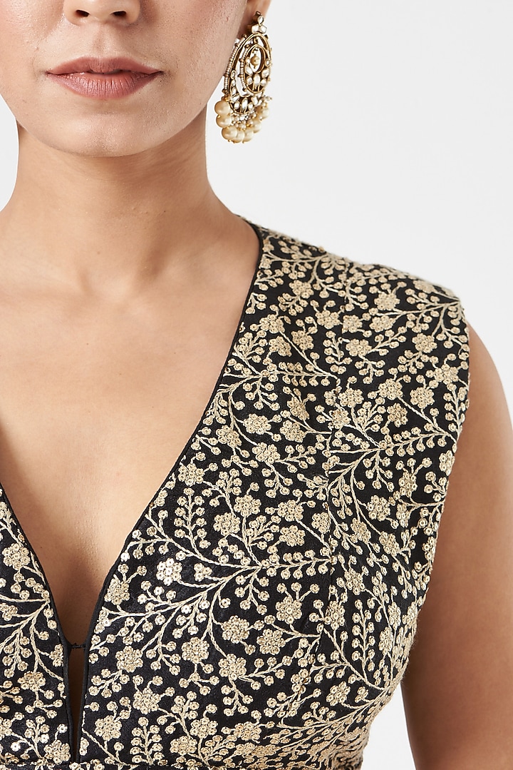 Black Embroidered Blouse by Pranay Baidya at Pernia's Pop Up Shop