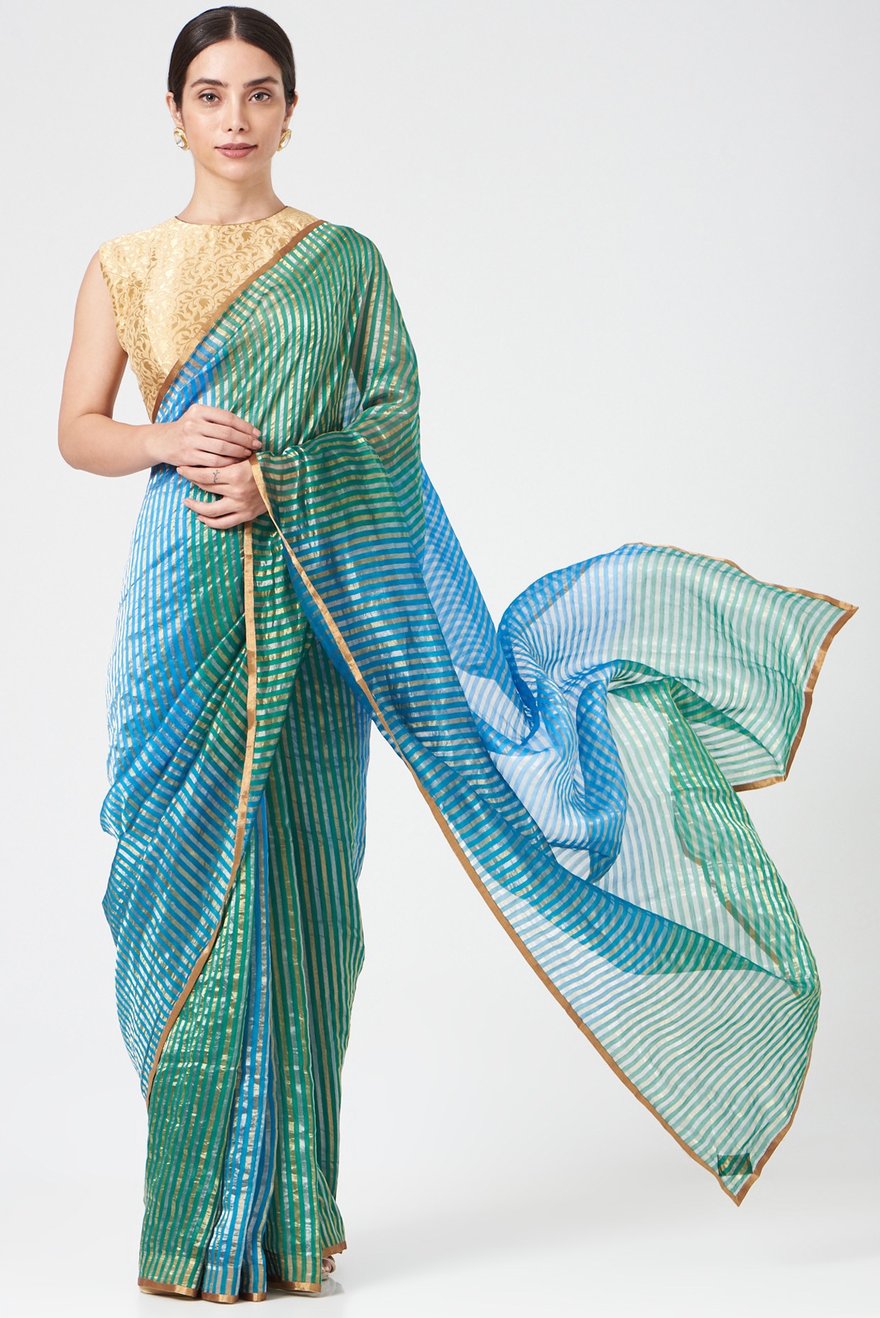 Buy Indigo Blue Chanderi Saree online-Karagiri