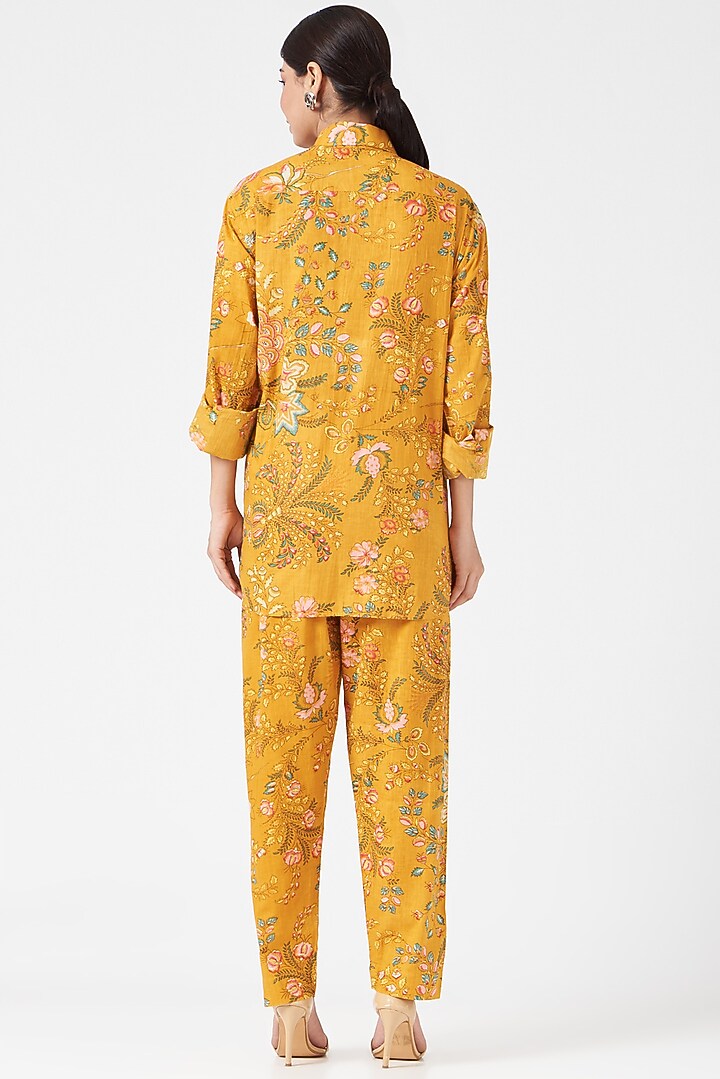 Yellow Floral Printed Pant Set by Pranay Baidya at Pernia's Pop Up Shop