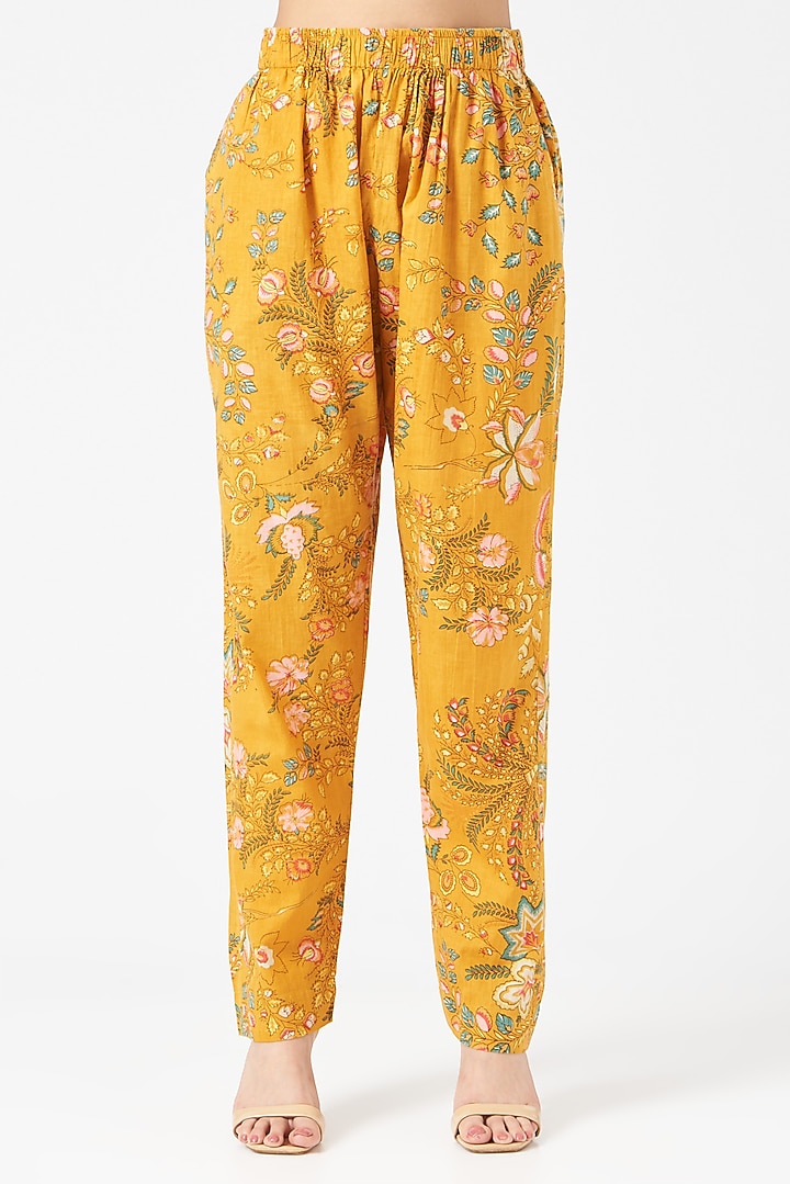 Yellow Floral Printed Pant Set by Pranay Baidya at Pernia's Pop Up Shop