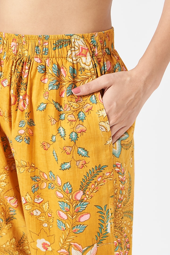 Yellow Floral Printed Pant Set by Pranay Baidya at Pernia's Pop Up Shop