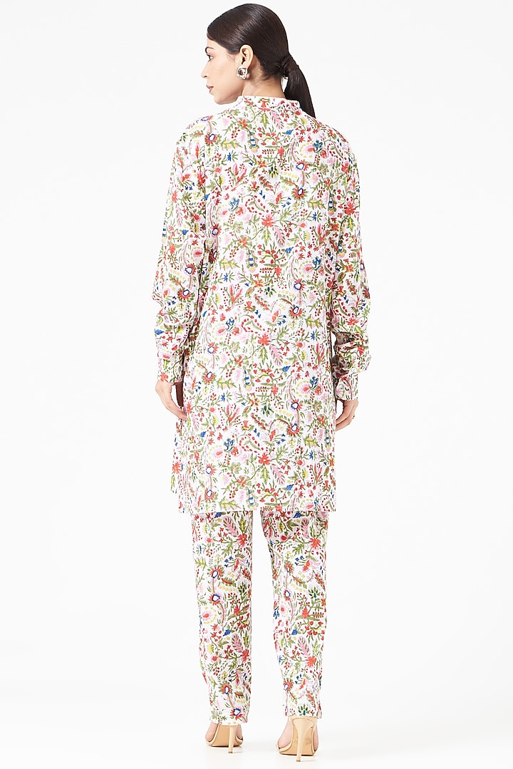 White Printed Kurta Set by Pranay Baidya at Pernia's Pop Up Shop