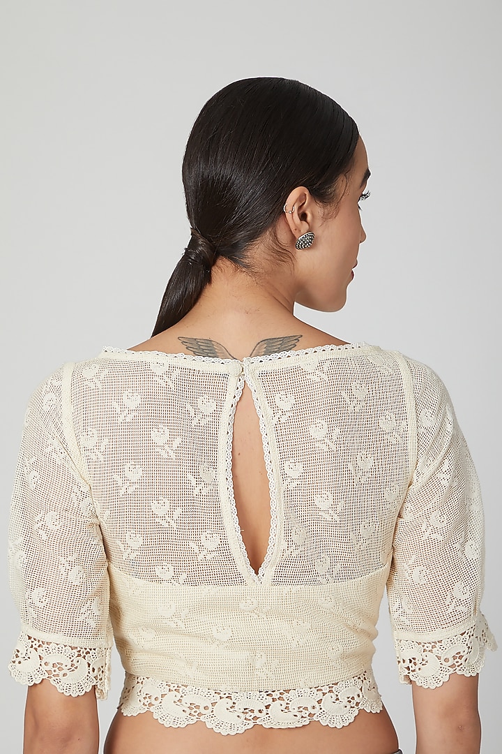 Ivory Crochet Blouse by Pranay Baidya at Pernia's Pop Up Shop