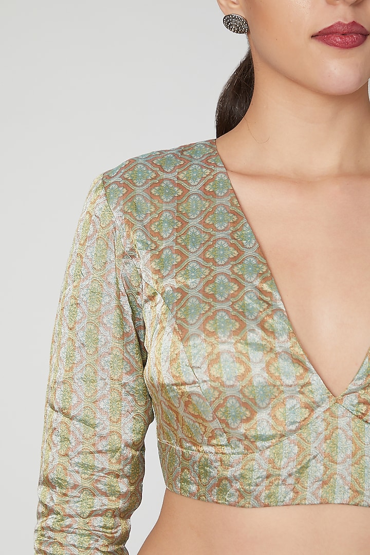 Bottle Green Hand Embroidered Blouse Design by Weaverstory at Pernia's Pop  Up Shop 2024