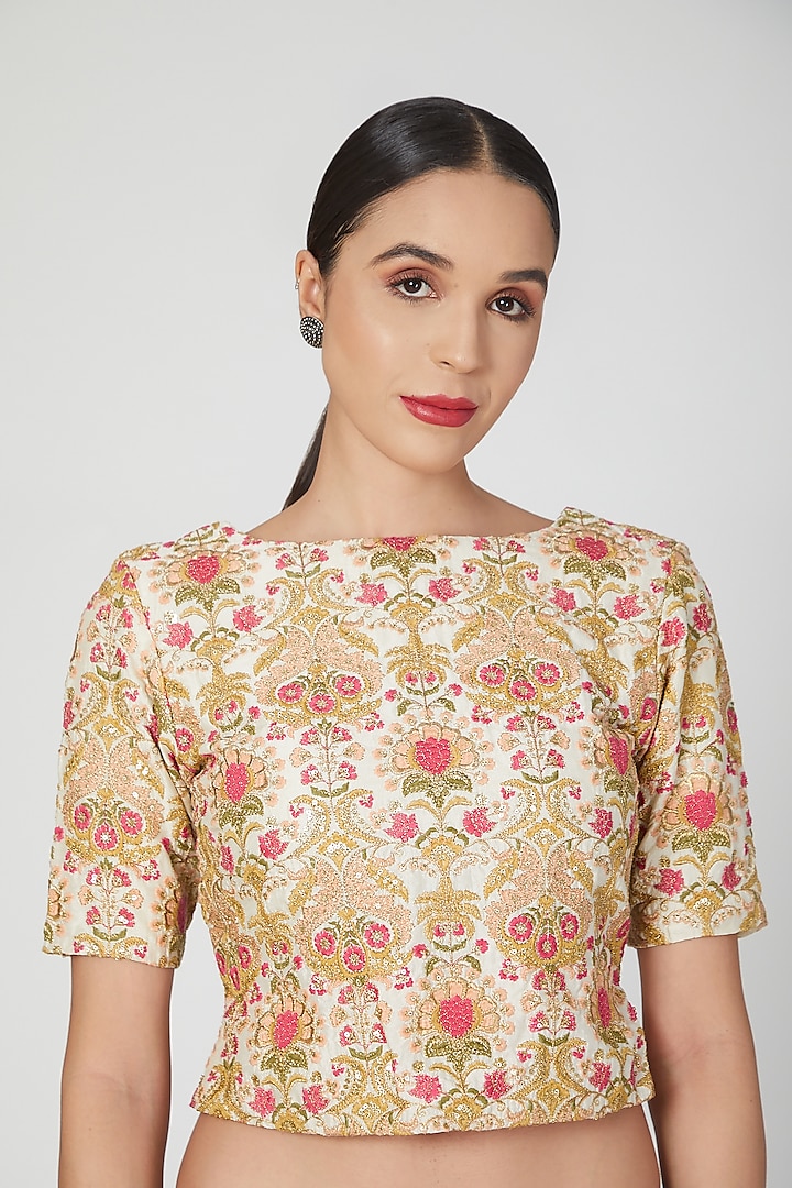 Multi Colored Embroidered Blouse by Pranay Baidya