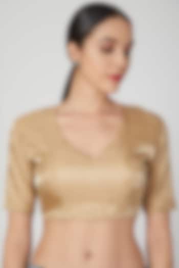 Light Gold Embroidered Blouse by Pranay Baidya