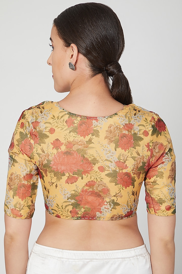 Yellow Floral Printed Blouse by Pranay Baidya at Pernia's Pop Up Shop