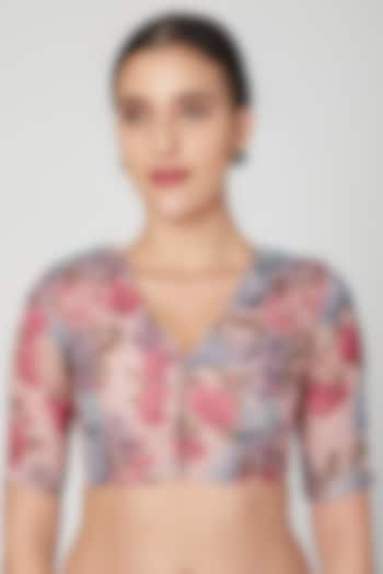 Pink Floral Printed Blouse by Pranay Baidya at Pernia's Pop Up Shop