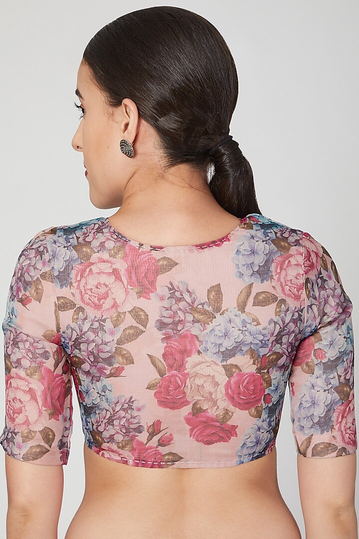 Pink Floral Printed Blouse by Pranay Baidya at Pernia's Pop Up Shop