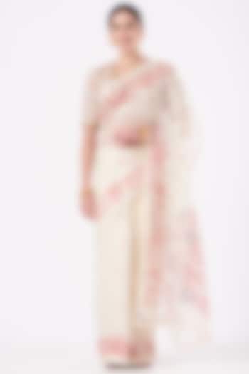 White & Pink Floral Blouse by Pranay Baidya
