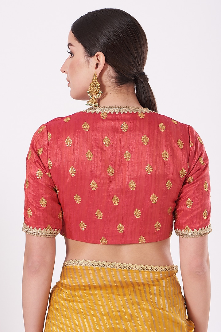 Pink Embroidered Blouse by Pranay Baidya at Pernia's Pop Up Shop