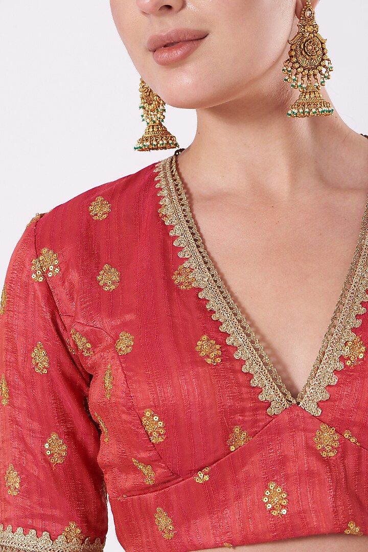 Pink Embroidered Blouse by Pranay Baidya at Pernia's Pop Up Shop