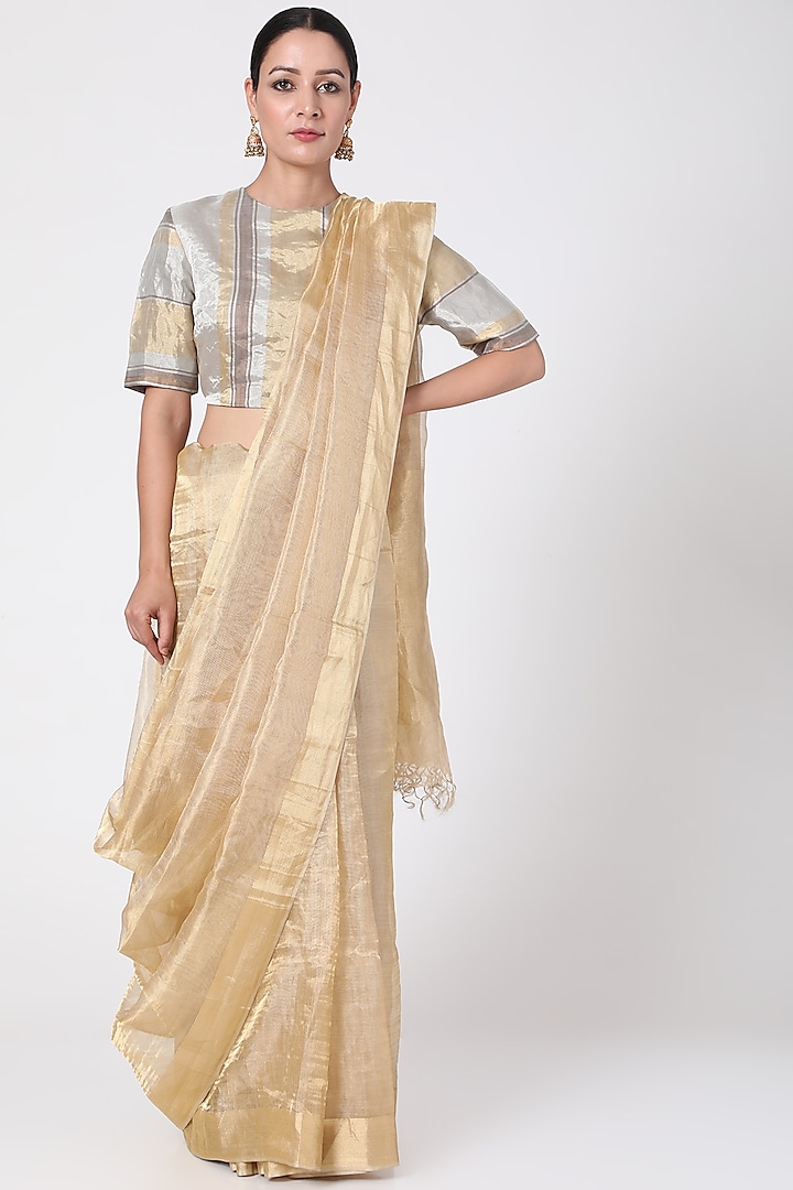 Gold Tissue Saree by Pranay Baidya