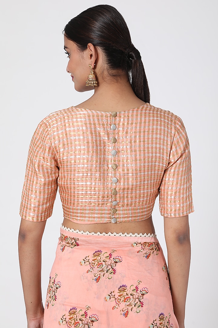 Peach Striped Blouse by Pranay Baidya at Pernia's Pop Up Shop