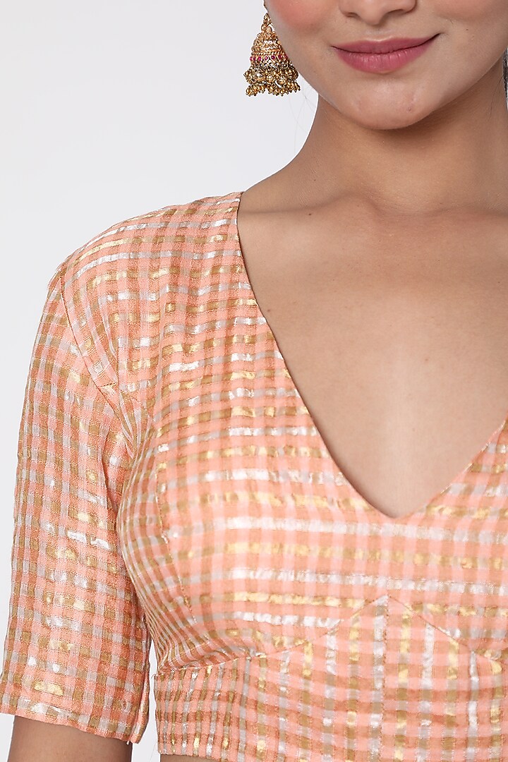 Peach Striped Blouse by Pranay Baidya at Pernia's Pop Up Shop