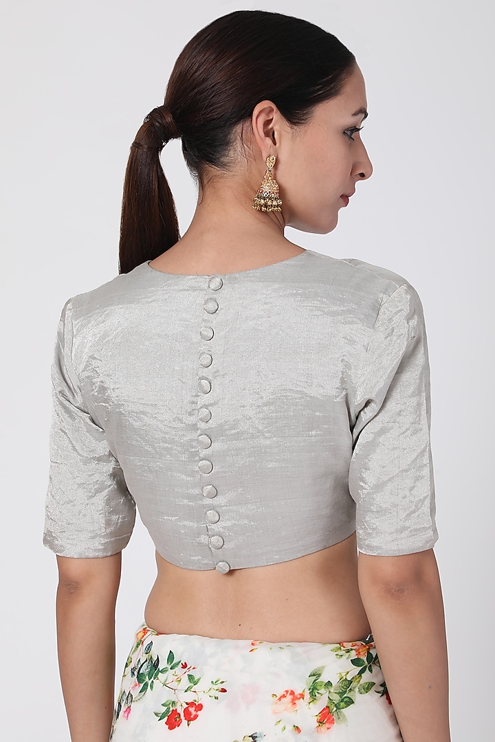Silver Tissue Blouse Design by Pranay Baidya at Pernia's Pop Up Shop 2024