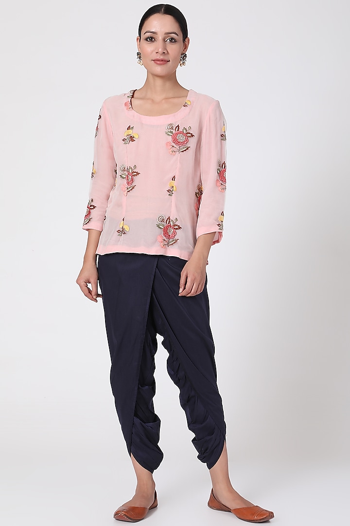 Pink Embroidered Top by Pranay Baidya