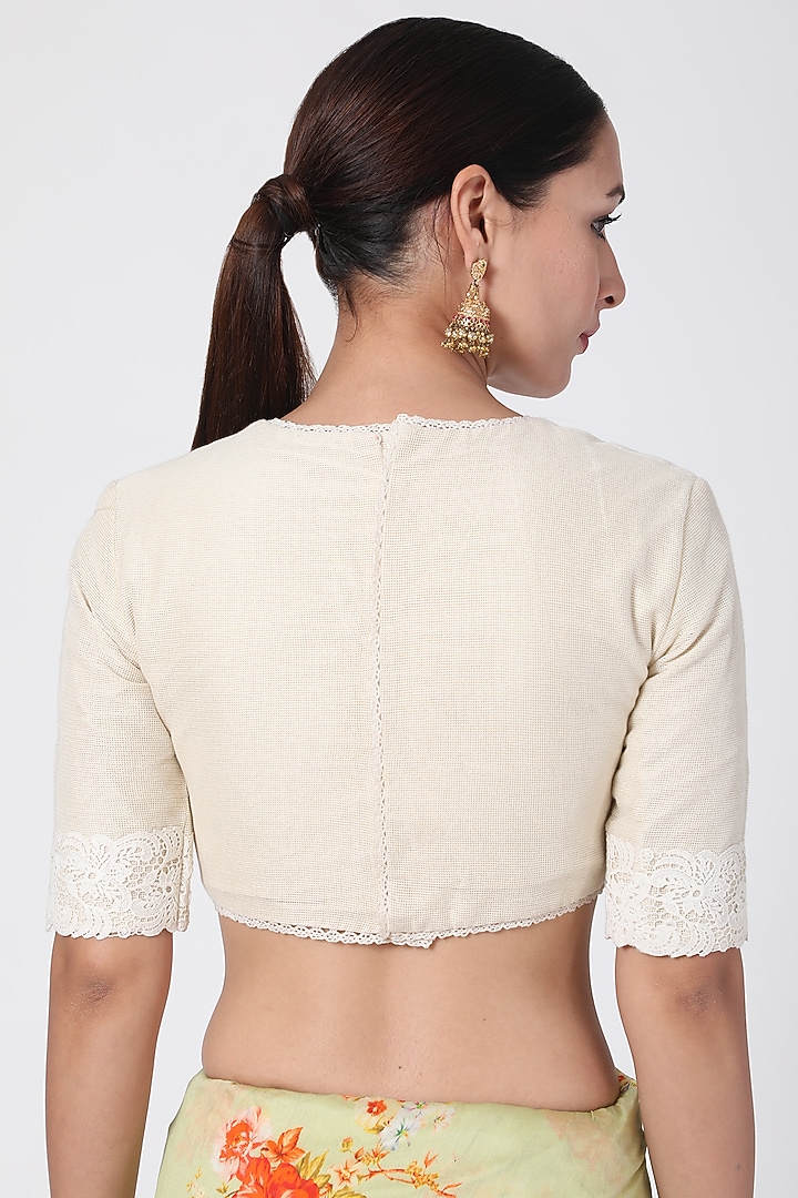 White Crochet Lace Blouse by Pranay Baidya at Pernia's Pop Up Shop