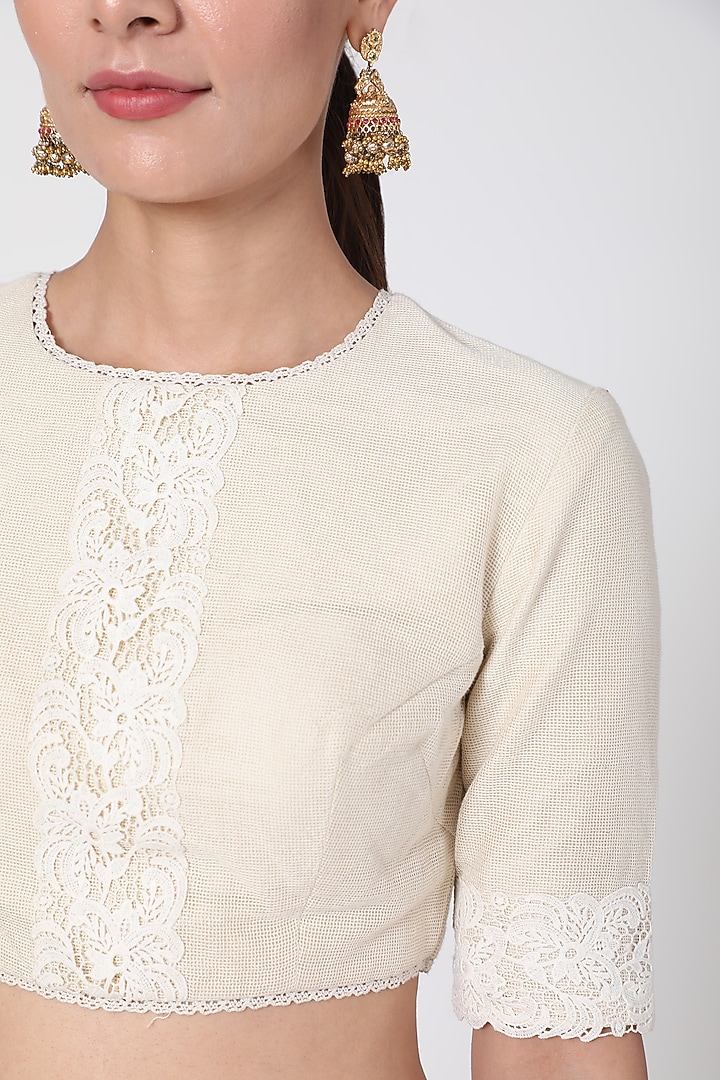 White Crochet Lace Blouse by Pranay Baidya at Pernia's Pop Up Shop