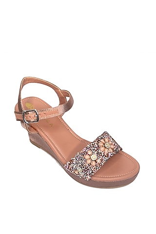 Rose Gold Crystal Platform Heels by Perca