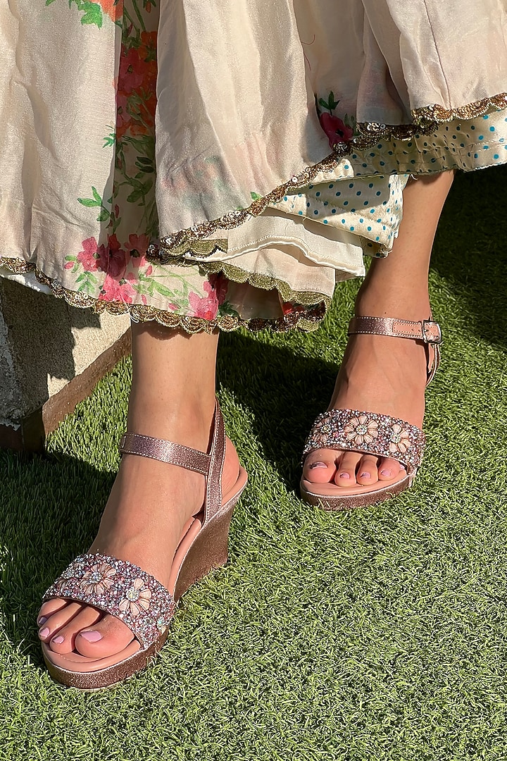 Rose Gold Crystal Platform Heels by Perca at Pernia's Pop Up Shop