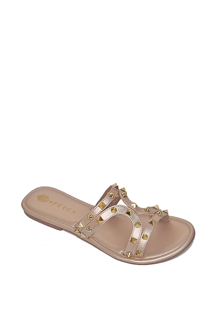 Gold Nappa Leather Flats by Perca