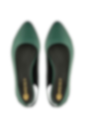 Green Vegan Leather Ballet Flats by Perca