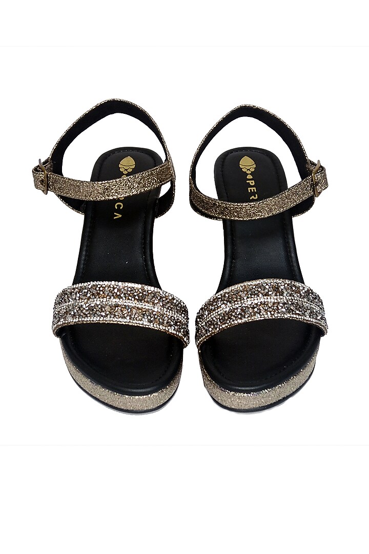 Grey Platform Wedges With Crystals by Perca at Pernia's Pop Up Shop