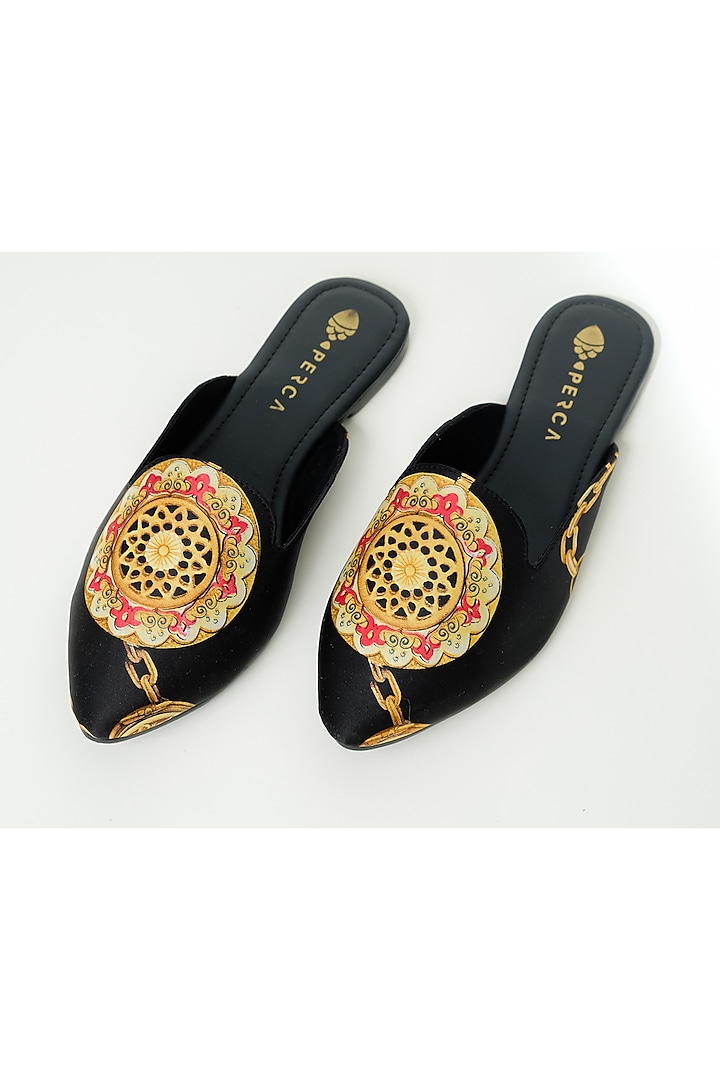 Black Faux Leather Flats by Perca